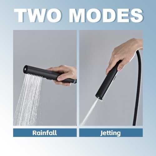 Matte Black Filtered Handheld Shower Head with Hard Water Filter, Cylindrical High Pressure Hand Held Showerhead with Hose & Holder, Built-in Power Wash for Bathroom - Image 3