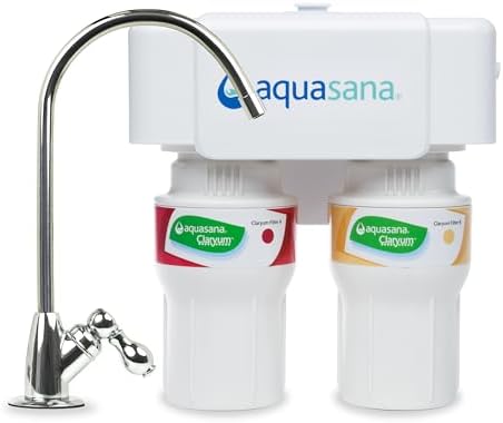 Aquasana Under Sink Water Filter System - Reduces PFAS, Lead, & Chlorine in Drinking Water - Under Counter Claryum Filtration for Kitchen - 2-Stage - Chrome Faucet - AQ-5200.56 by Aquasana