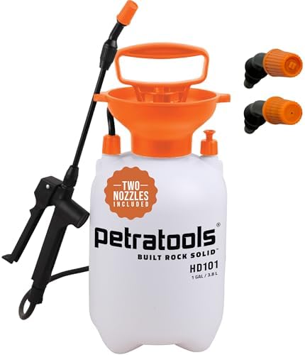 PetraTools HD101 Garden Pump Sprayer, 52-in Long Hose & 2 Nozzles, 1 Gallon by Petra
