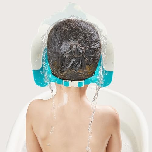 Baby Shower Cap, Baby Toddler Hair Washing Shield, Adjustable Silicone Bath Visor for Toddlers, Shower Hat for Kids 1-9 Years, Blue Dinosaur - Image 5