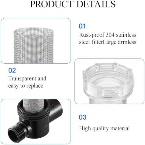 8 Pack RV Water Pump Strainer Filter 1/2 Inch NPSM Inline Strainer - Image 3