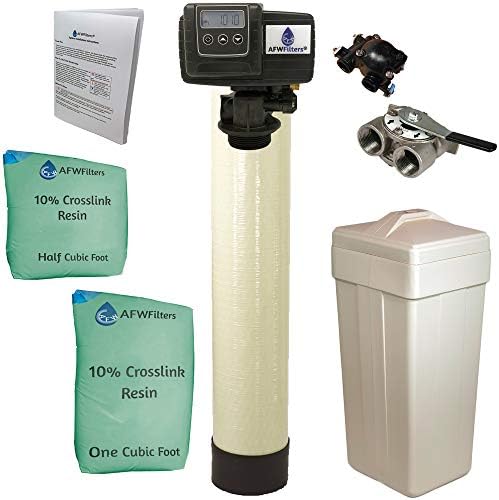 AFWFilters 1.5 Cubic Foot (48k) Whole Home Water Softener with Durable 10% Crosslink Resin, 1" Stainless Steel FNPT Connection, and Almond Tanks by Abundant+Flow+Water+Systems