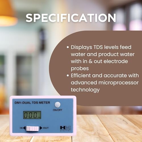 HM Digital DM-1 In-Line Dual TDS Monitor, 0-9990 ppm Range, +/- 2% Readout Accuracy,Blue & White - Image 4