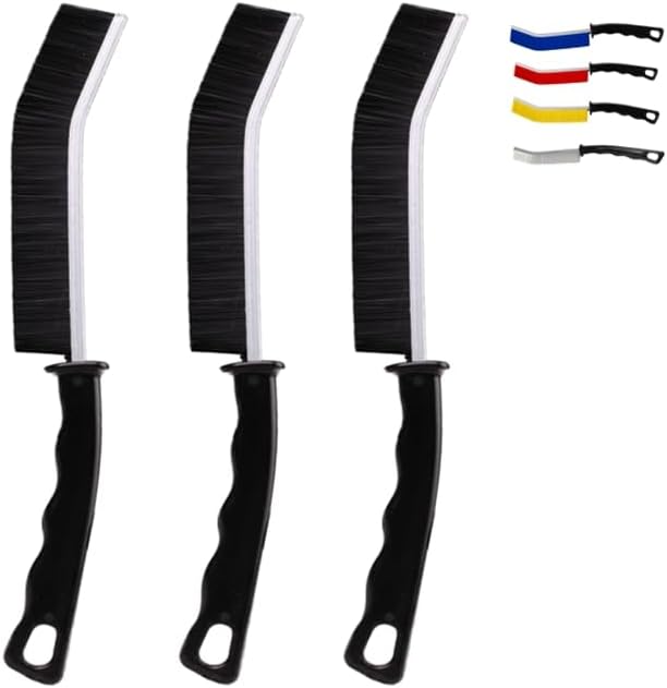 Crevice Cleaning Brush Cleaning Tools Cleaning Supplies Grout Brush Scrub Brush Toilet Brush for Household Use for Cleaning Bathroom Kitchen 3 Pcs (Black) by POPGIO