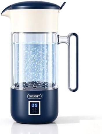 Hydrogen Water Bottle Pitcher Generator Hydrogen Water Machine Maker Ionizer Hydrogen Water Rich Water System Jug Dispenser with SPE PEM Tech 1500ML(Dutch Blue) by GOSOIT