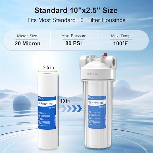 20 Micron 10" x 2.5" Sediment Water Filter Cartridge, 6-Pack - Image 2