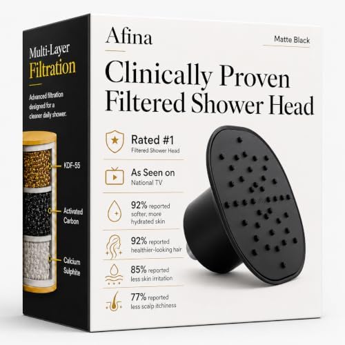 Afina Filtered Shower Head, High Pressure Rainfall (Matte Black) by Afina