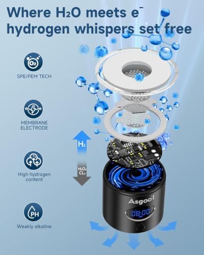 360ml Portable Hydrogen Water Bottle Generator with PEM-SPE Tech, Glass Exterior & Aluminum Shell, 5000 PPB in 8 Minutes, Health Care Gifts for Husband, Wife, Family, Friends, Travel (Black) - Image 3