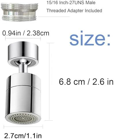 2 Pcs Faucet Aerator, 360° Swivel Kitchen Sink Faucet Aerator, Big Angle Twist, Dual-function 2-Flow Sprayer Faucet Head, Sink Sprayer Attachement, Faucet Replacement Part 55/64'', Chrome - Image 5