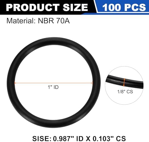 uxcell 100Pcs AS-120 NBR 70A O-Rings 1" ID x 3/32" CS/0.987" ID x 0.103" CS - Image 2