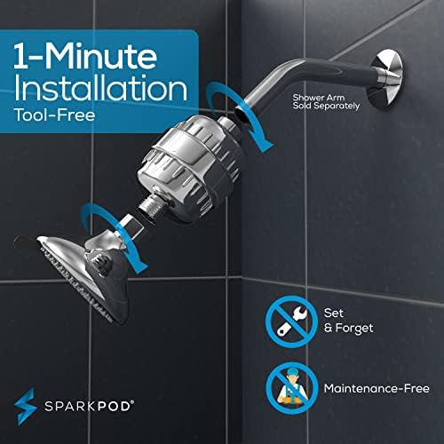 SparkPod Filtered Shower Head Set for Hair & Skin, 3 Spray Settings, Round - Image 5
