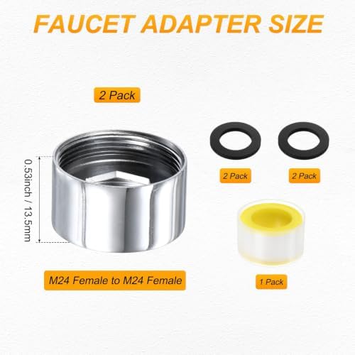 M METERXITY 2-Pack Faucet Adapter, M24 Female to M24 Female, for Kitchen - Image 3