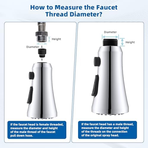Hibbent Kitchen Faucet Spray Head, 3-Function Spray Nozzle, Chrome - Image 6