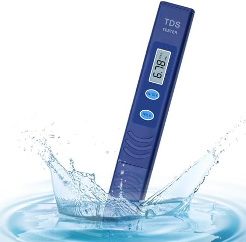 TDS Water Tester, Drinking Water Tester, 0-9990 PPM Meter Water Quality Tester, Portable Water Tester for Drinking Water, TDS Meter Digital Water Tester, 1 Pack, Deep Blue by Pmlilb