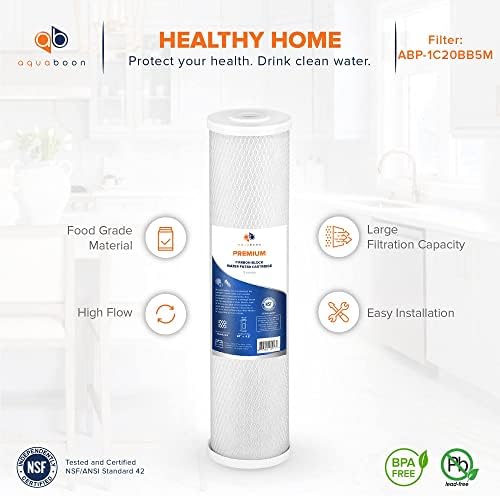 Aquaboon 5 Micron 20 x 4.5 Whole House Water Filter Replacement Cartridge Set: Sediment, Iron & Manganese, CTO for 3-Stage Water Filtration System 2 Pack - Image 7