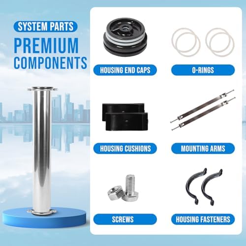 Ozmosis 4"x21" 304 Stainless Steel RO Membrane Housing Pressure Vessel, 300psi, 1/2" FNPT Feed, Drain and Permeate Ports, Double O-ring Caps and Brackets included - Image 2