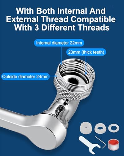 Faucet Extender, Rotating Faucet Sprayer Attachment for Drinking Water, Sink Filter Water Faucet for Skin with Two Spray Modes, Kitchen Faucet Aerator and Faucet Extender for Bathroom Sink - Image 5