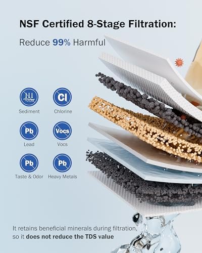 Frizzlife TS99 Countertop Water Filter System, NSF 42&372 Certified 9-Stage Stainless Steel Faucet Water Filtration, 0.5 Micron Elements Reduces 99.99% Lead, Chlorine, Heavy Metals, Bad Taste & Odor - Image 4