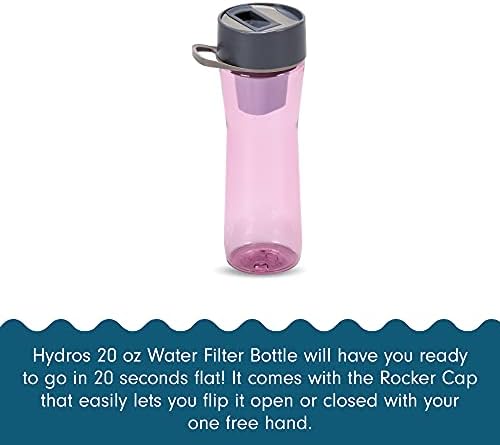 Hydros Water Filter Bottle, 20 Oz, Patented Fast Flo Tech, Dishwasher Safe, 20 Second Quick Fill, Leak Proof, BPA Free, Violet - Image 2