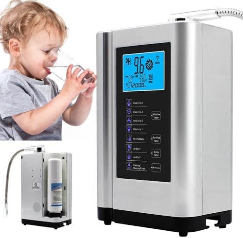 Water Ionizer and Water Purifier Machine,Best Home Alkaline Water Filtration System,PH 3.5-10.5 Alkaline Acid Water Machine, 7 Water Settings,Auto-Cleaning,Intelligent Voice,Silver by GEHPYYDS