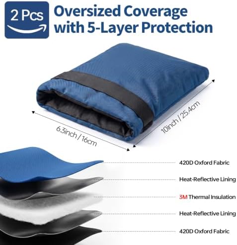 Outdoor Faucet Cover for Winter, 3M Thinsulate Spigot Cover for Winter Freeze Protection, Waterproof, 10" H x 6.3" W Outside Hose Bib Insulated Covers for Wall Taps, 2 Pcs Faucet Socks - Blue - Image 3