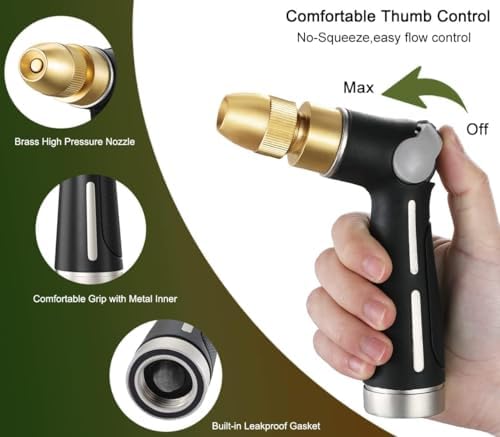 FANHAO Metal Thumb Control Adjustable Nozzle, High Pressure Garden Sprayer - Image 3