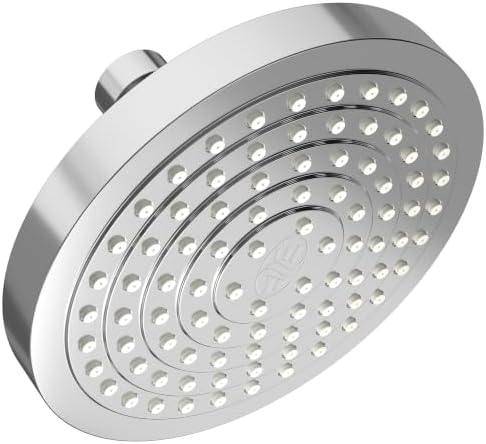 Winthorpe 6 Inch Rain Shower Head, High Pressure Fixed Showerhead, 90 Jets for Full Body Coverage, Adjustable 1.8 or 2.5 GPM Flow Inserts, Tool Free 1 Minute Install, Chrome by WinthorpeConservation