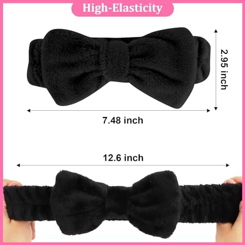Ondder 8 Pack Makeup Headband Black and Pink Spa Headband Skincare Headbands for Washing Face - Image 2