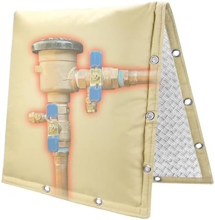 2-Way Opening Backflow Preventer Insulation Cover 5°F,Sprinkler Cover for Outside,5 Layers Waterproof 600D Sprinkler Valve Well Pump Cover for Winter Freeze Protection 36" W x 30" H, Khaki by HaoallBackflowCoversLLC