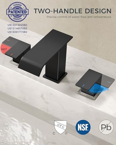 FORIOUS Widespread Bathroom Faucet for 3 Hole Sink Black and Brushed Nickel - Image 6