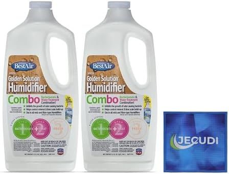 Bacteriostatic Humidifier Water Treatment– Extend Filter Life Eliminate Odors & Prevent Bacterial Growth – Compatible with All Cool Mist & Warm Mist Humidifiers – 32 oz Easy Pour Bottle (2) by JECUDI