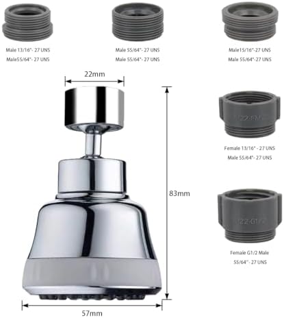 Faucet Aerator Faucet Sprayer Attachment, Kitchen Faucet Head Replacement with 4 Spray Modes, 360° Swivel Faucet Extender Anti-Splash Sink Sprayer Faucet Nozzle Head (Smooth, Silver) - Image 4