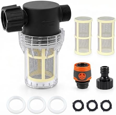 60 Mesh Garden Hose Filter with Quick Connect Set & 2 Replacement Screens, 3/4" GHT Thread Sediment Trap for Pool and Water Tank Pre-Filtration by Unknown