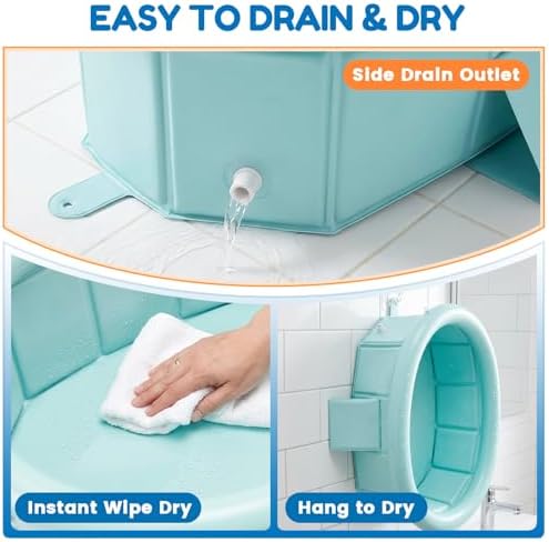 Orzbow Portable Toddler Bathtub with Inflatable Top Edge & Side Drain Plug - Image 4