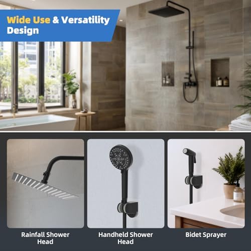 Hibbent All Metal 1 Pack Shower Head Flow Control Valve, G1/2 Brass Shut-off Valve with Metal Handle Lever, Shut OFF Water Flow Control Regulator for Handheld Shower, or Bidet Sprayer, Matte Black - Image 5