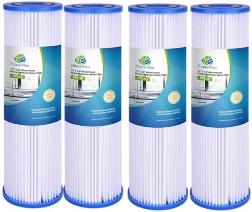 CFS – Whole House Replacement Water Filter Cartridges Compatible with EQ-304-20 & EQ-PFC.35 Models – Removes Bad Taste – 20" Replacement Filter Cartridge (4 Pack - Pleated Filter) by CompleteFiltrationServices