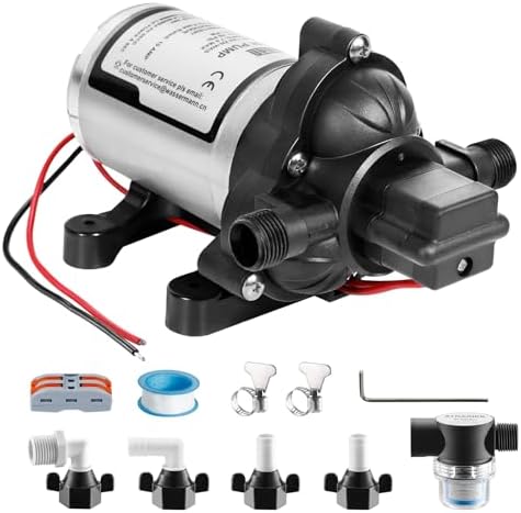 WASSERMANN RV Water Pump 12V DC 2088-554-144 Replacement, 3.5 GPM 45PSI, Quiet Water Pump for RV, Camper, Self-priming RV Water Pressure Pump, Food Truck Travel Trailer RV Water Pumps with Acessories by wassermann
