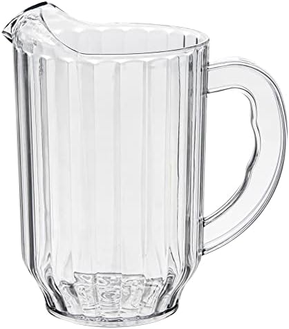 Restaurantware 60 oz Clear Plastic Water Pitchers, Contoured Lip, 2 Count - Image 2