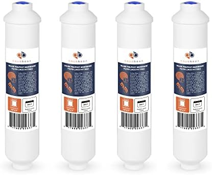 Aquaboon Inline Water Filter for Refrigerator 4-Pack of Inline Post/Carbon Polishing Water Filter Catridge for Reverse Osmosis System Standard Size (Jaco fitting) by Aquaboon