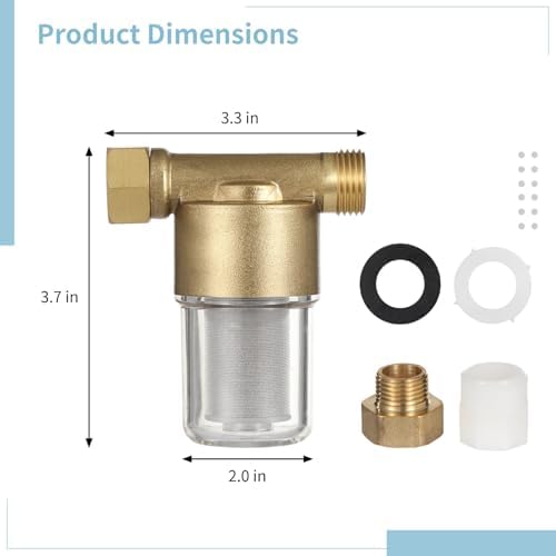Sediment Filter for Garden Hose, 3.7 X 3.3 X 2.0 in Inline Water Filter, Washing Machine, Electric Water Heater, Shower, Anti Clogging - Image 4