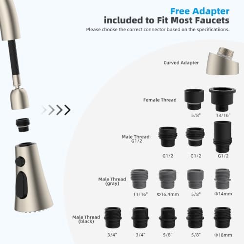 Hibbent cUPC Certified Kitchen Faucet Head Replacement with 15 Adapters - Image 2