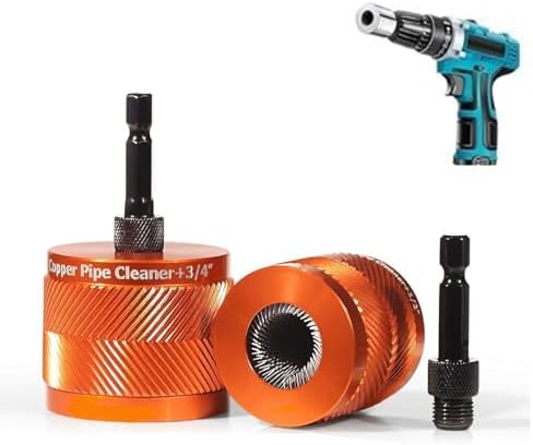 Copper Pipe Cleaner 1/2in 3/4in with 1/4in Hex Shank and 6 Brushes, Plumbing Tool for Rust Paint Removal - Image 7