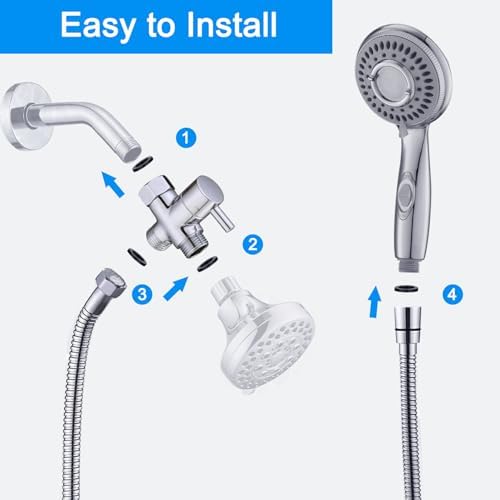 Dog Shower Attachment,Shower Head Sprayer Attachment with ON/OFF Shower Head, Brass 3-Way Diverter for Connecting Shower Arm, Stainless Steel Hose, Dog Brush and Adhesive Holder for Convenient Bathing - Image 4