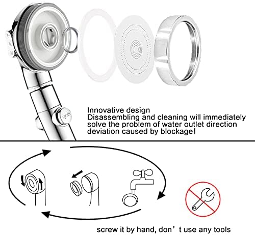 Nosame Shower,High Pressure Handheld Shower Head with ON/Off Pause Switch 3-Settings Water Saving Showerhead, Chrome Finish Bathroom 1.6 GPM Shower Accessorie - Image 5