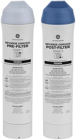 GE Pre & Post Filter Set Compatible with Select GE Under Sink Filtration Systems Including GXRQ18NBN, GNRQ18NBN, GXRV40TBN, Replace Every 6 Months, FQ18PN by Unknown