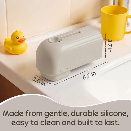 Roslim Silicone Baby Bathtub Spout Cover, Upgraded Faucet Protector for Kids, Bath Spout Guard for Baby Safety, Soft Tub Faucet Cover, Water Spout Cover for Child Safety, Universal Fit, Taupe - Image 3