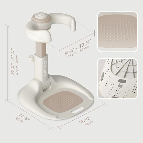 Cmore Baby Shower Stand - Smooth Holder Arms with Adjustable Height, Stable Support Base, Anti-Slip Mat & Floor Pads, ABS Plastic (BPA-Free), Foldable - Suitable for Infants & Toddlers 6-36 Months - Image 6