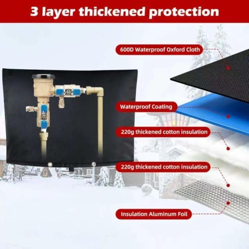 Backflow Preventer Cover, Pipe Freeze Insulation, 30" Wx24 H, Black - Image 4