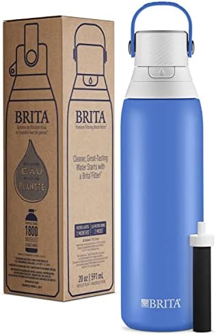 BRITA Stainless Steel Water Bottle with Filter, 20 Ounce Premium Double Insulated Water Bottle, BPA Free, Ocean and assorted colors - Image 2