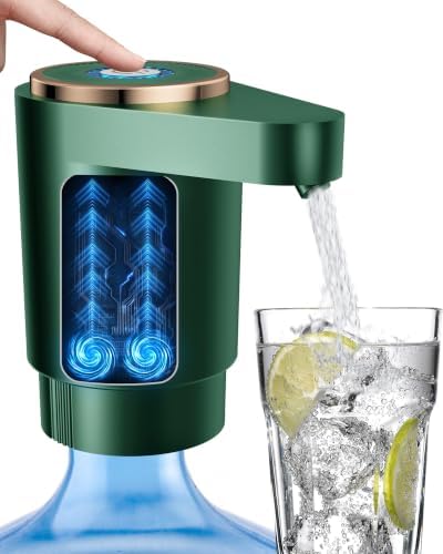 Water Jug Pump for 5 Gallon Bottle – Portable Electric USB-C Charging Dispenser, Dual Powerful Motors, Fast Flow, Fits 2-5 Gallon Jugs – Ideal for Home, Office, Camping, RV, Dark Green by Unknown